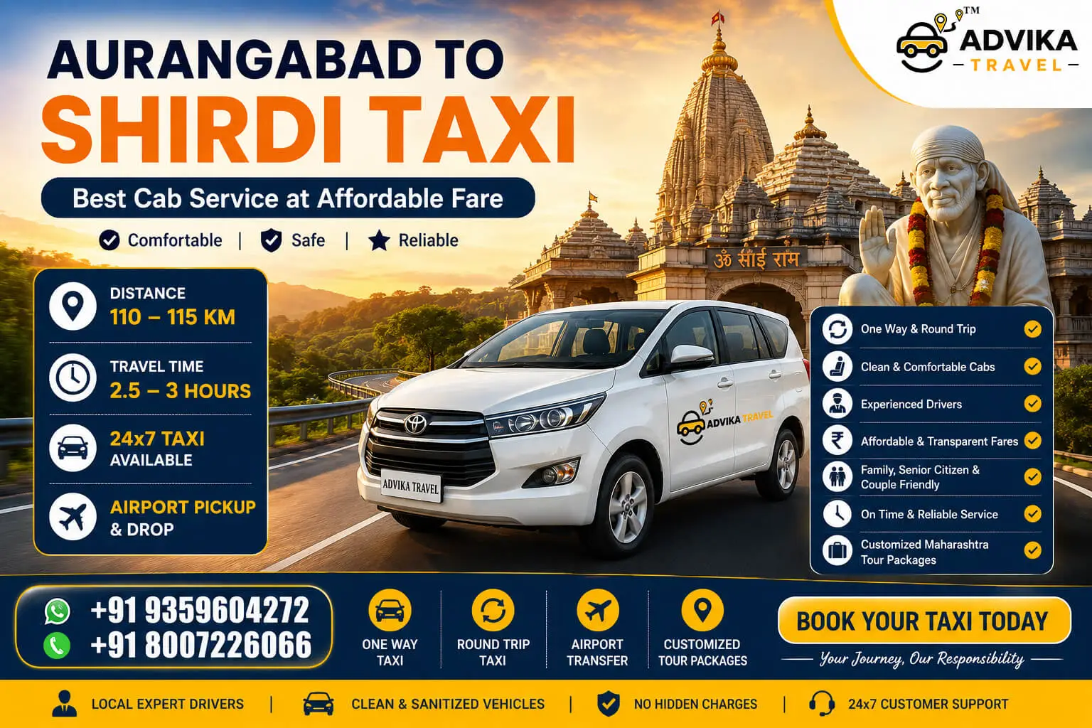 aurangabad to shirdi taxi